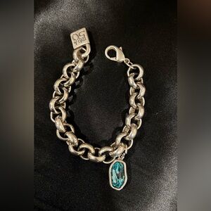 Uno de 50 Chunky Chain Bracelet with Teal Crystal Charm |
